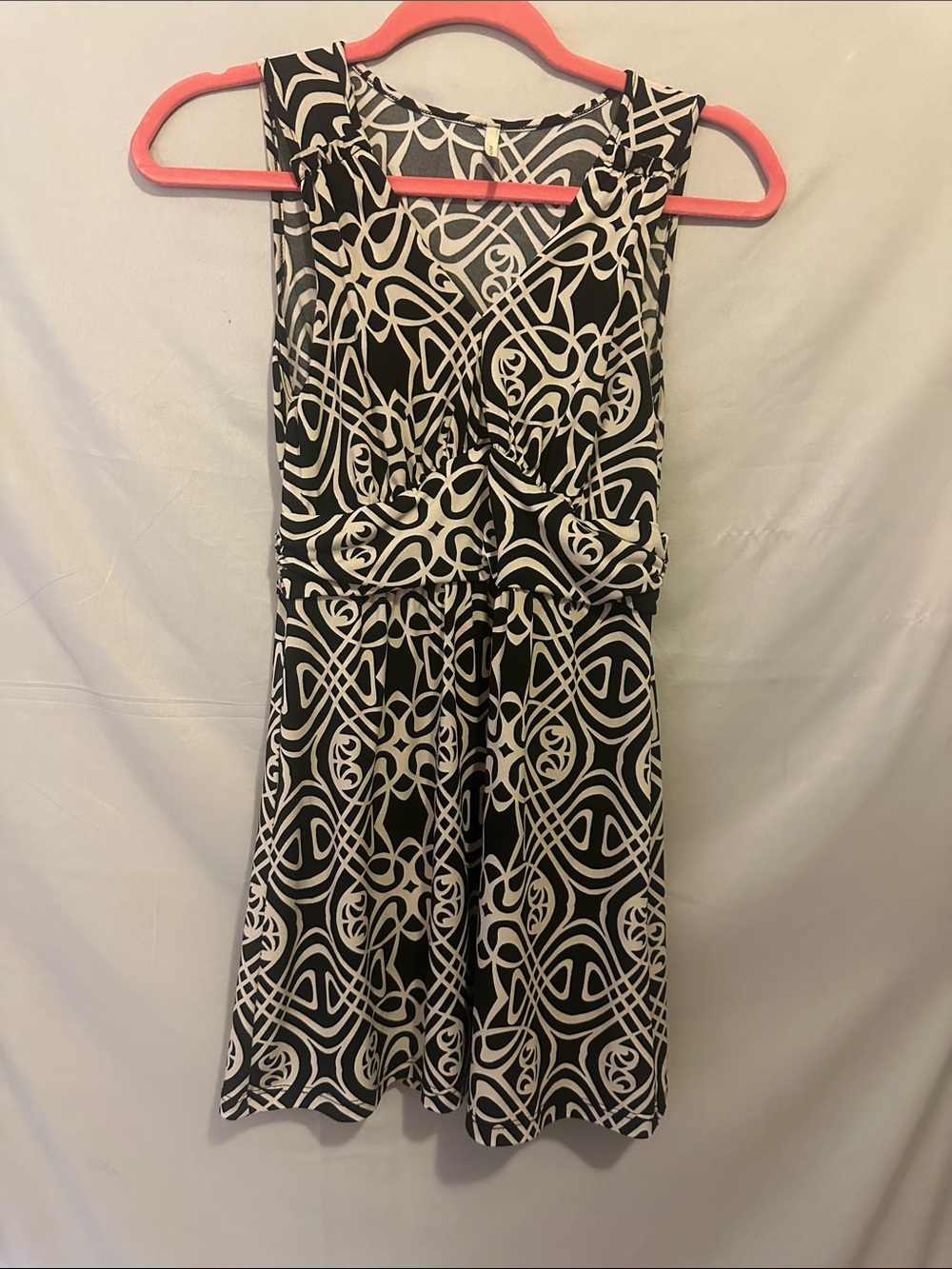 Olivia Moon Black and White Sleeveless A-Line Mini Dress